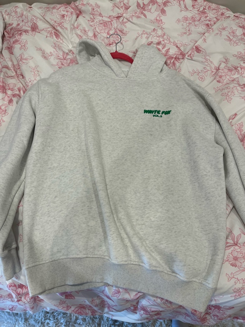 White Fox Boutique Light Gray Hoodie with Green Logo